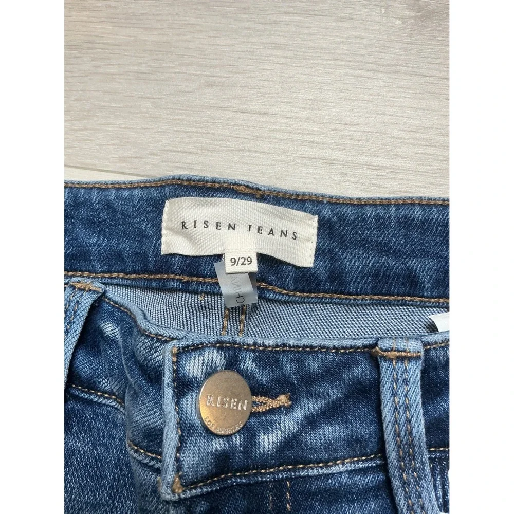 Risen Jeans Mid Rise Ankle Hem Straight Leg Dark Wash‎ 9/29 New With Tags